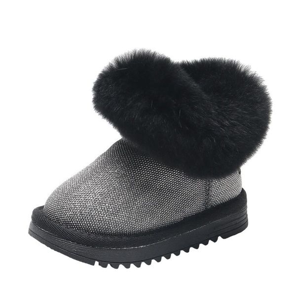 

boots cmsolo toddlers shoes fashion winter keep warm snow kids baby flat heels girls size 22-25 cute girl, Black;grey