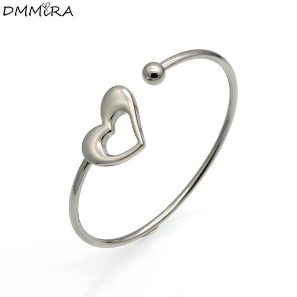 

bangle fashion women girls like punk color gold hearts stainless steel hollow cuff bracelets pulseras jewelry, Black