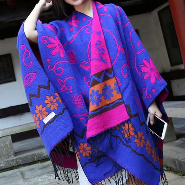 

scarves wrap bohemian jacquard shawl muslim hijab imitation cashmere echarpes large size cloak warm fringe long mujer bufanda, Blue;gray
