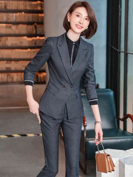 

pant high formal quality pant female suit s-4xl lady in the black grey office classic single breasted blazer jacket and pants 2 piece assemb, White