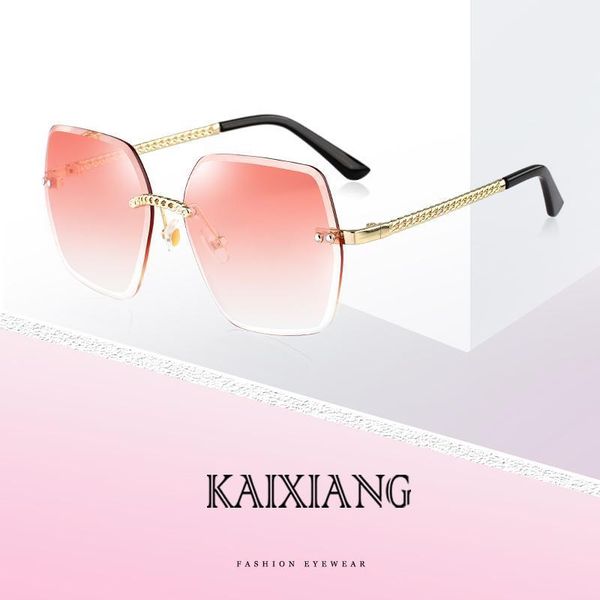 

sunglasses 2021 metal designer lady cat eye women party vintage rimless gradient sun glasses for female uv400, White;black
