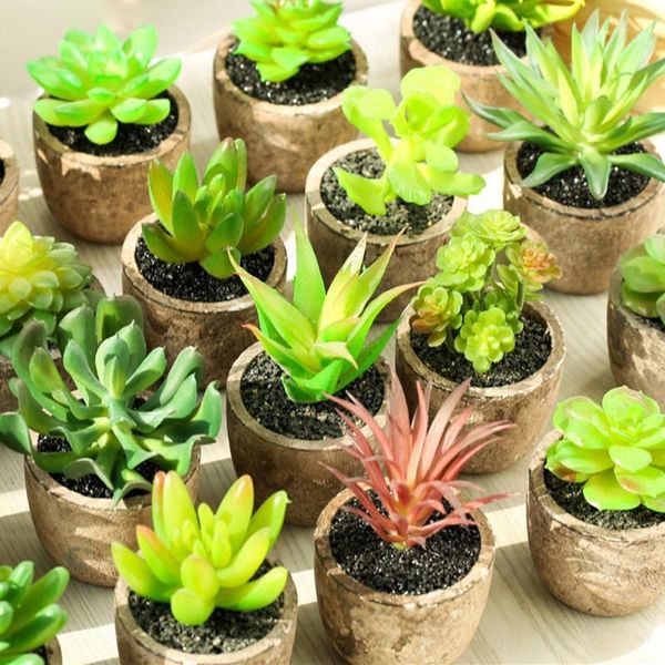 

4pcs/set mini size simulation succulent plants artificial potted plant bonsai plastic flowerpot indoor ornaments home desk decor decorative
