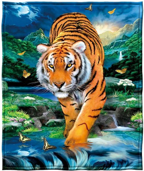 

blankets super soft full/queen size fleece blanket (moonlight tiger) home decorative living room sofa hug nap car gifts