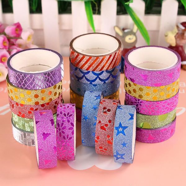 

10pcs washi masking-tape paper scrapbooking stationery glitter adhesive decorative diy multi-color sticker school supplies gift wrap