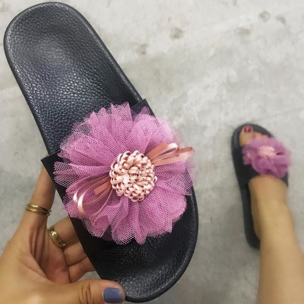 

slippers sagace women lace flower summer ladies shoes home luxury slides female indoor & outdoor 2021 plus size beach, Black