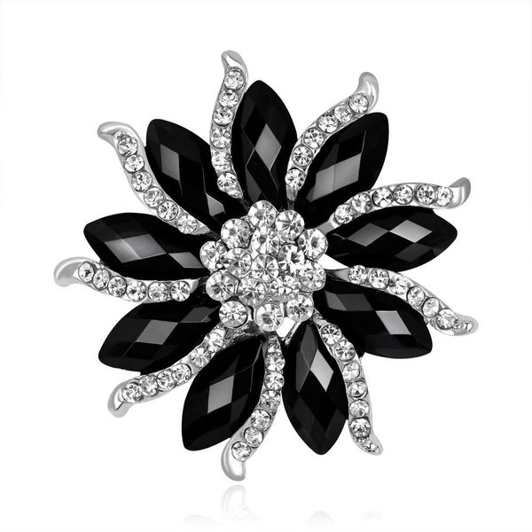

black crystal resin brooches clear rhinestone brooch pins for wedding, Gray