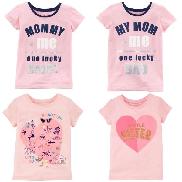 

pink baby girl tees shirts cute mommy daddy heart children outfits newborn clothes t shirts fashion 100% cotton t-shirts 210413, Blue
