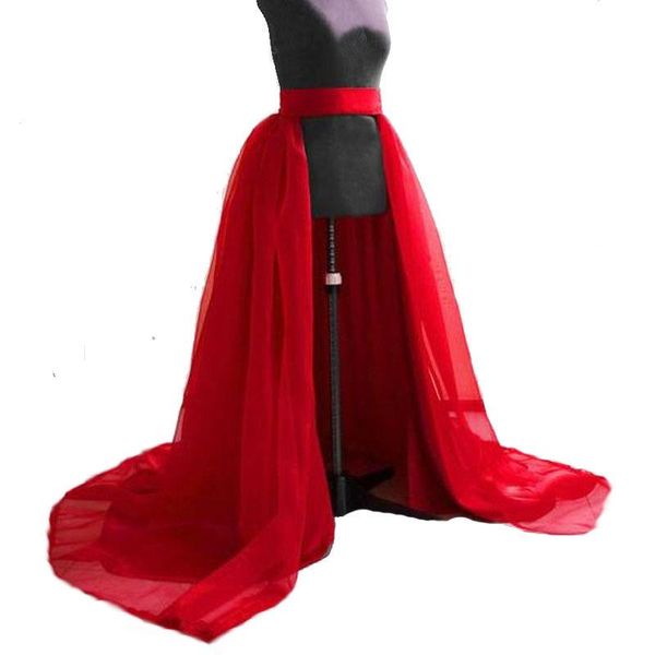 

skirts red detachable tulle overskirt 5 layers meshes trailing bridal overlay wedding accessories long party, Black