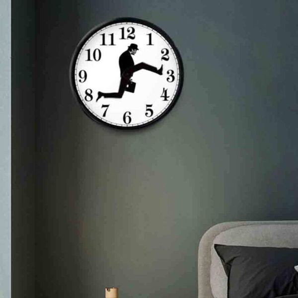 

wall clocks monty python inspired silly walk clock creative silent mute art for home living room decor
