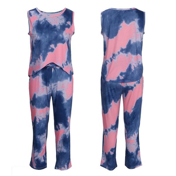 

women's tracksuits fashion print sleeveless lounge wear women casual two piece set summer street and jogger suits, Gray