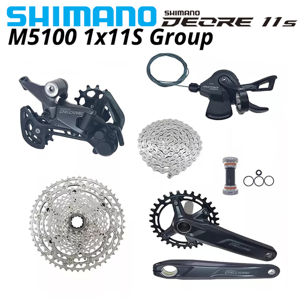

bike derailleurs deore m5100 1x11 speed groupset 11s shift lever sl rd m5120 cn hg601 cassette chain crank bb52 group