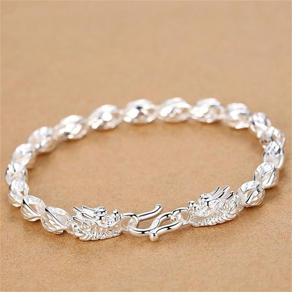 

bangle bracelets for women handmade vintage bracelet carving trendy chinese dragon adjustable hand chain gift ladies, Black