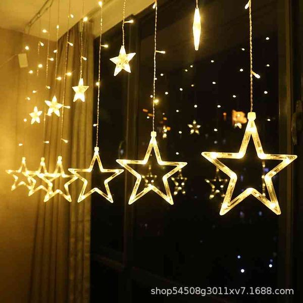 

led christmas neon five pointed star curtain lights room