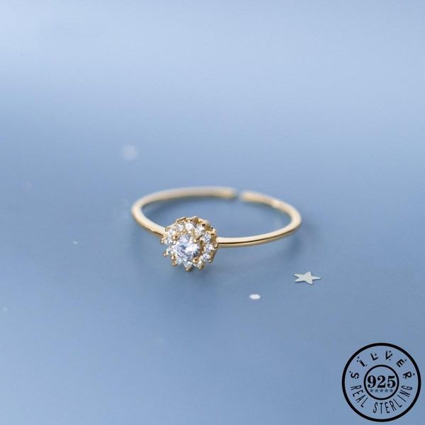 

cluster rings 925 sterling silver statement cubic zirconia ring adjustable gold color plated open finger knuckle party for women girls, Golden;silver