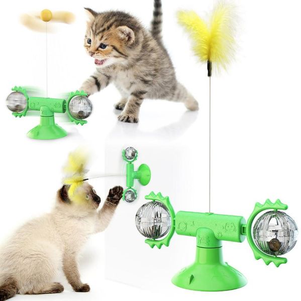 

360Â° rotation feather ball toys for cat pet scratcher funny turntable stick dog portable interactive