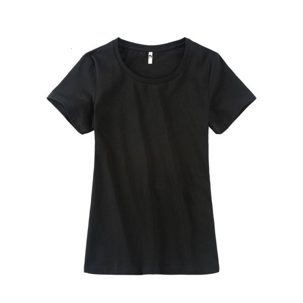 

women's t-shirt basic pure color with short sleeves cotton summer, White