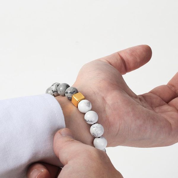 

10mm natural stone beads couples bracelet men for women chakra diffuser gift jewelry drop charm bracelets, Golden;silver