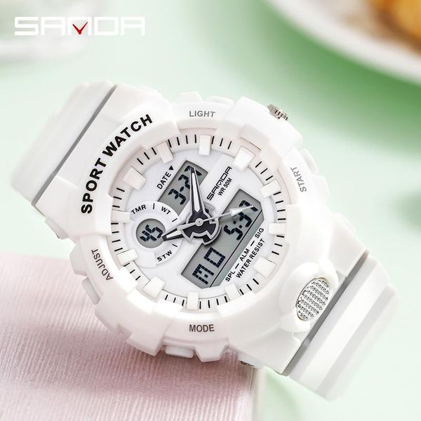 

wristwatches sanda watch sports male student fashion eelectronic men's double display waterproof reloj electronico, Slivery;brown