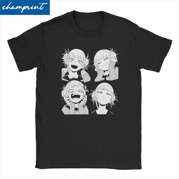 

men's t-shirts himiko toga face t shirt men women funny boku no my hero academia manga tee short sleeve clothes gift idea, White;black