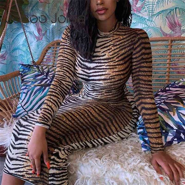 

leopard print long sleeve slim bodycon dress autumn winter women streetwear party festival dresses outfits 210416, Black;gray