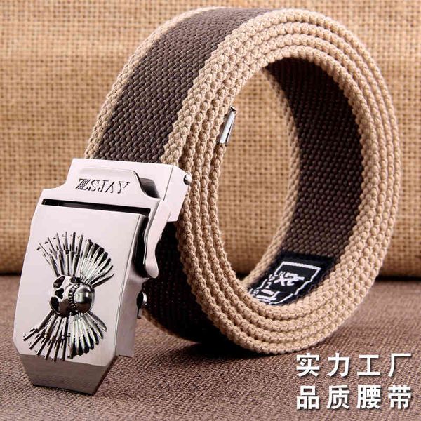 

personality skull canvas belt men's youth korean fashion student, Black;brown