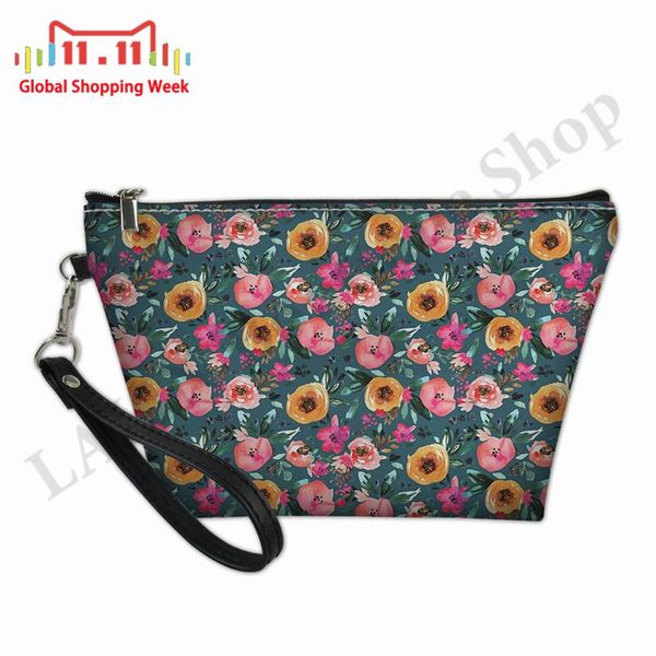 

custom cosmetic bag women pretty florista flower printing make up box ladies portable travel organizer toiletry bags for females & cases