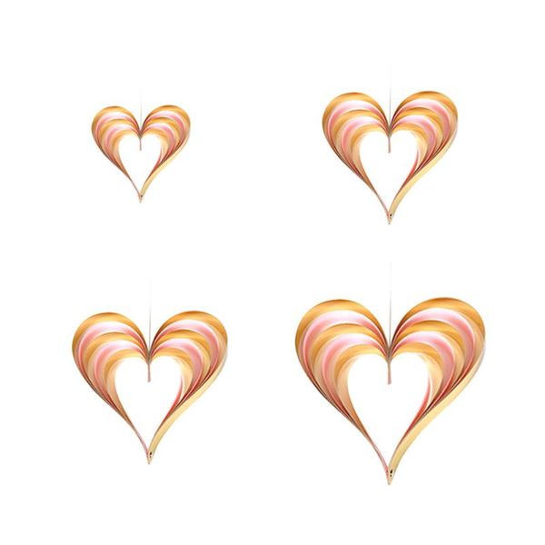 

decorative objects & figurines set of 4pcs heart shaped hanging decoration three-dimensional paper for valentine's day wedding (golden