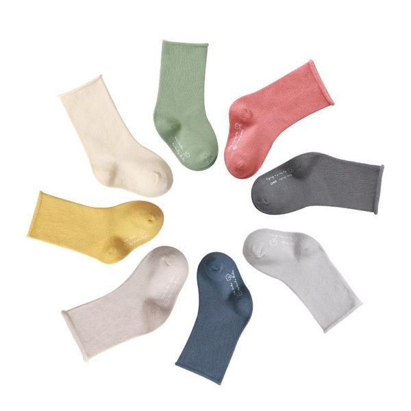 

socks 3pairs/lot born autumn winter loose mouth kids sock breathable korean boneless solid color stockings for babies, Pink;yellow