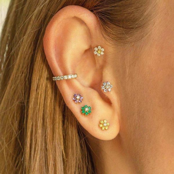 

stud sipengjel fashion shiny colorful zircon earrings korean romantic ear poercing for women jewelry, Golden;silver
