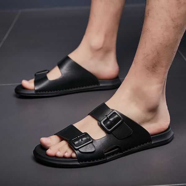 

sandals summer sneakers for men sandals man flat husband slippers zs8x, Black