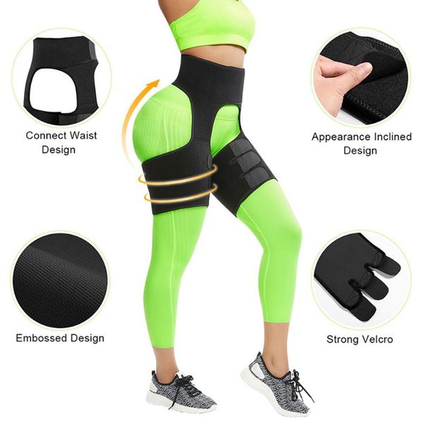 

neoprene thigh shaper sweat trimmers leg lose weight slimming belt bulifter compress women's shapers, Black;white