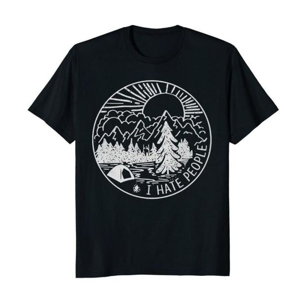 

men's t-shirts women's and traveling funny camping shirt i hate people letters printed lovers t-shirt graphic, White;black