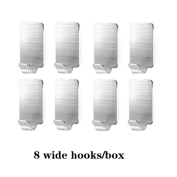 

hooks & rails box of 8 pcs metal nail-304 stainless steel non-marking bathroom door hanger self adhesive robe towel storage tools
