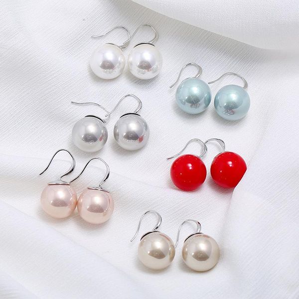 

silver color imitation pearl earring hook round vintage jewelry wholesale ol for women female gift drop stud, Golden;silver