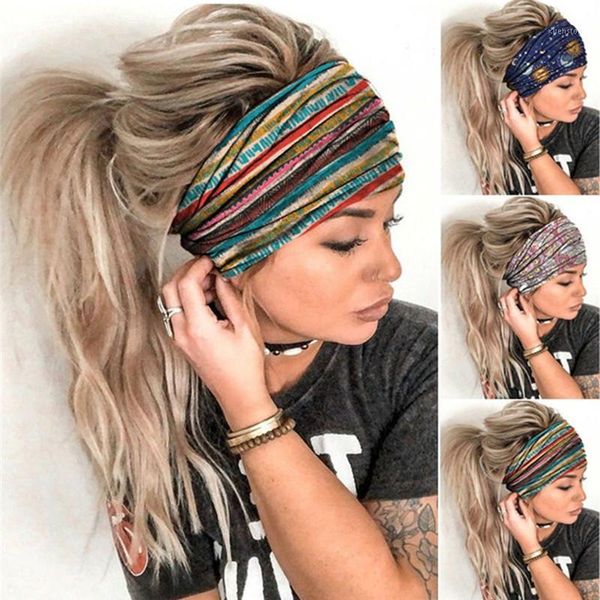

women headpiece stretch 2021 turban hair accessories headwear yoga run bandage bands headbands wide headwrap1