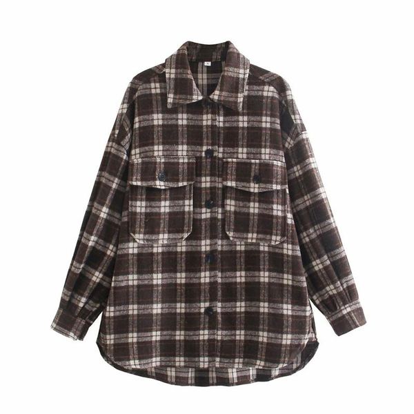 

women's jackets vintage plaid women shirt coat lapel collar retro outwear coats casual autumn for plus size, Black;brown
