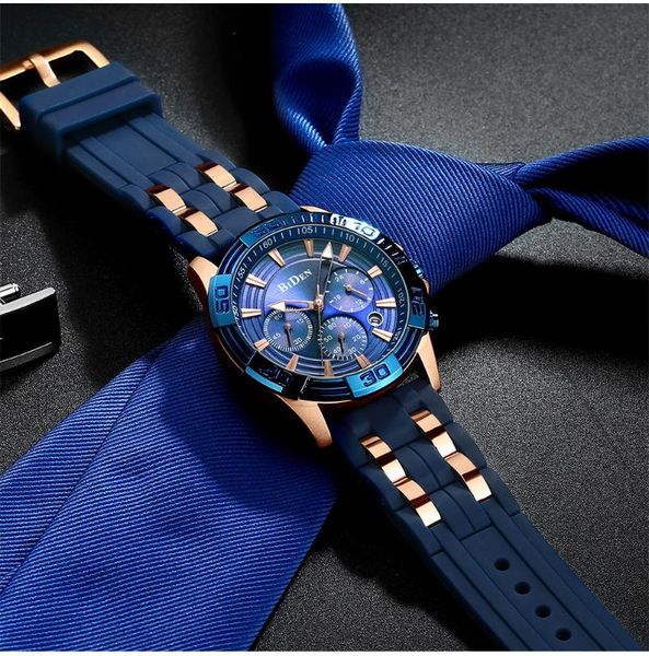 

wristwatches biden casual sport watches for men blue military wrist watch man clock fashion chronograph wristwatch 0157, Slivery;brown