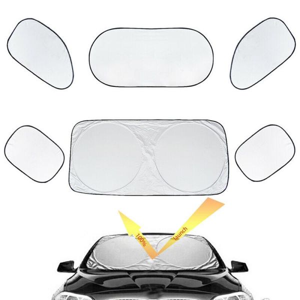 

car sunshade 6pcs window sun shade easy to install foldable silver coated reflective materia