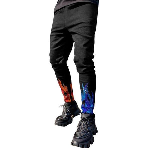 

man pant mens sweatpants casual and sporty, trendy hip hop style men's cargo pants with patterns, Black