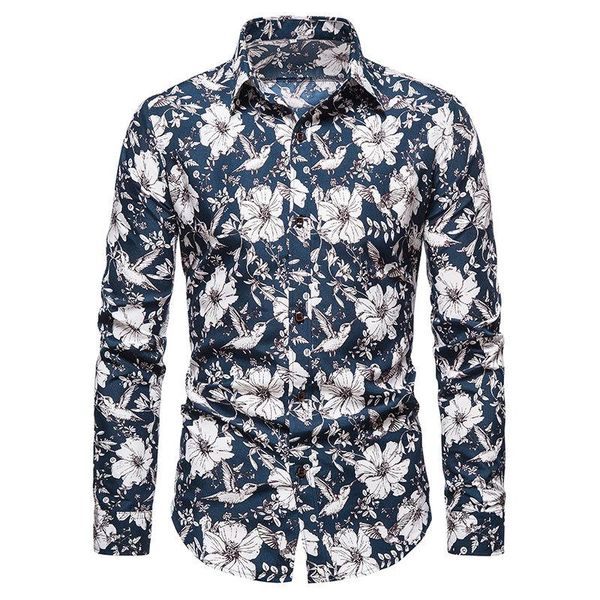 

men's casual shirts luclesam men hawaiian aloha shirt mens long sleeve print blouse chemise homme, White;black