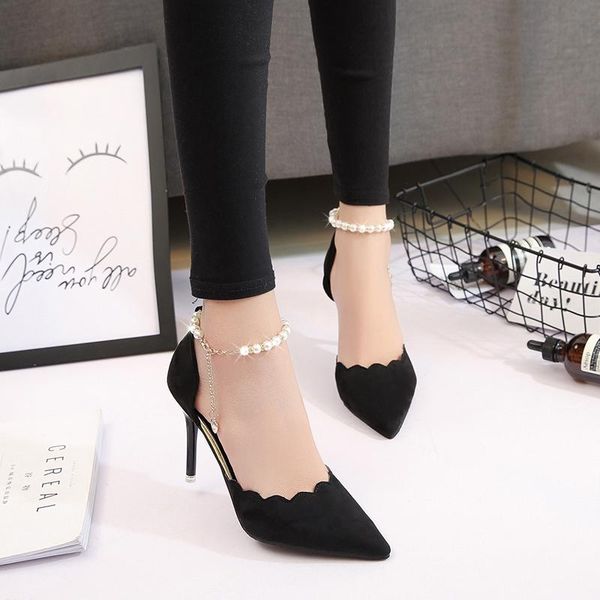 

dress shoes women's high heels pointed black stiletto single spring and autumn red