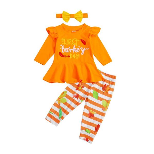 

clothing sets baby girls clothes set, letter print long sleeve o-neck + trousers+bow-knot headband, White