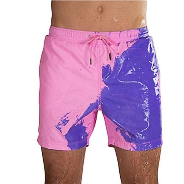 

men's shorts water color-changing beach pants european and american style warm swimming trunks quick-drying, White;black
