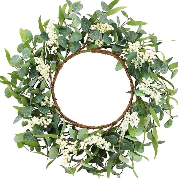 

decorative flowers & wreaths artificial eucalyptus wreath 20inch green leaf for front door wall window festival celebration party decoration