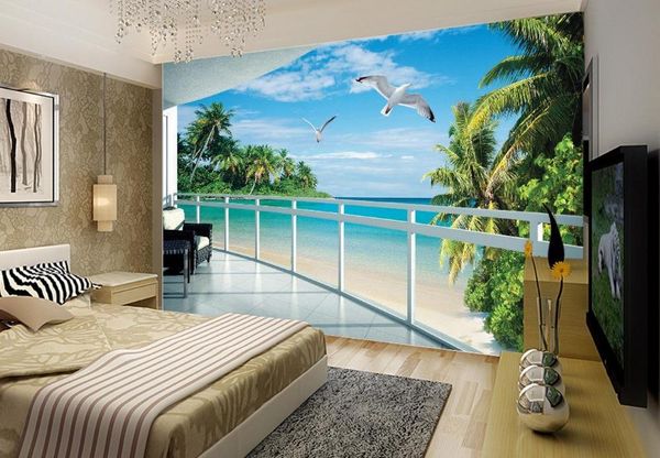 

wallpapers 3d mural paintings balcony with sea view living room backdrop wallpaper po home decoration
