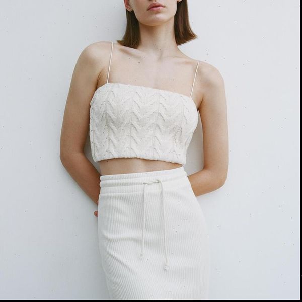 

fashion chic eight strand women camis braided cropped sweet girls casual strap camisoles, White