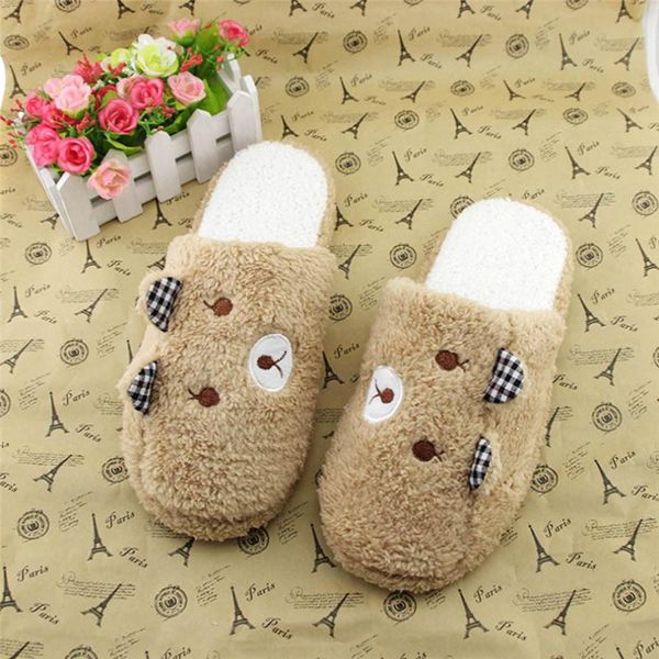 

slippers winter women shoes lovely bear home floor soft cotton padded slipper indoor warm house plush zapatos mujer a40, Black