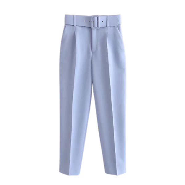

women fashion with belt side pockets office wear pants vintage high waist zipper female ankle trousers mujer women's & capris, Black;white