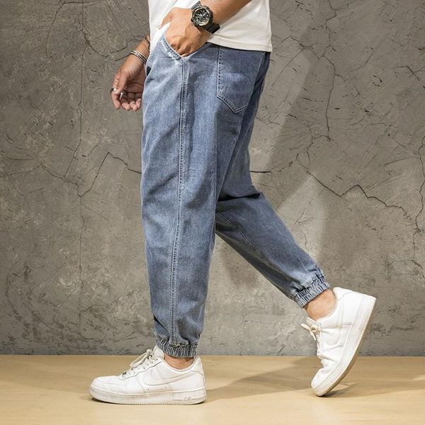 

men's pants spring and summer jeans fashion brand large fatter loose print leggings a108, Black