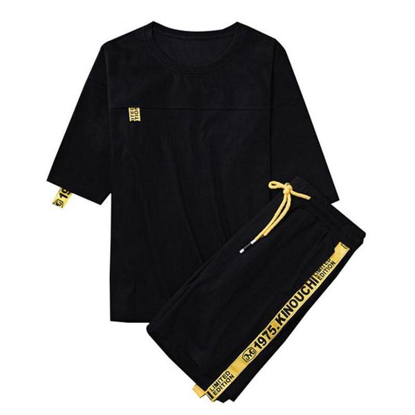 

mens tracksuit summer men set short sleeve t shirts hip hop shorts suit sportswear set men clothing sets male trend  4xl, Gray